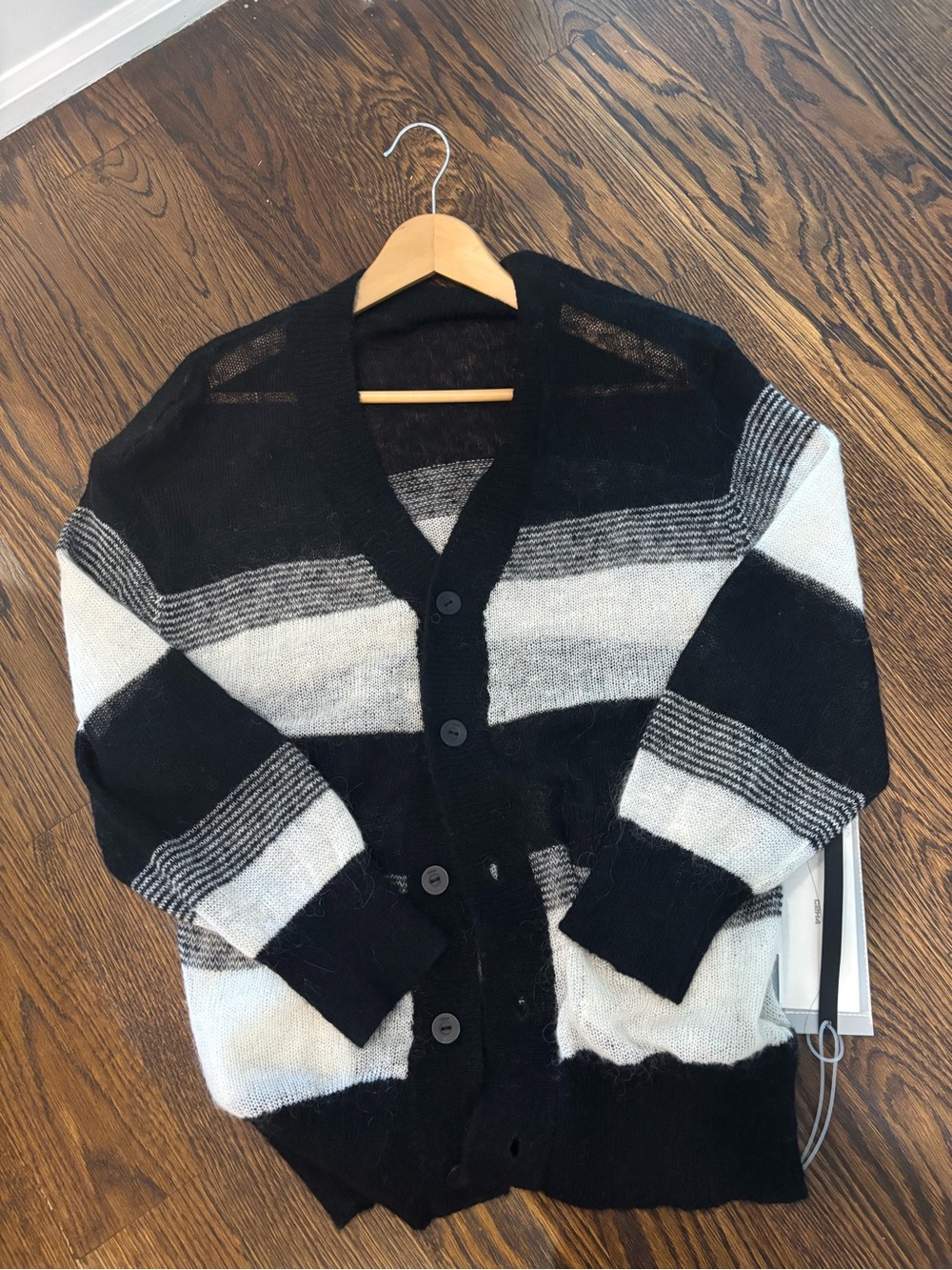 Unisex moher Black & White Striped Button Cardigan Sweater xs-l